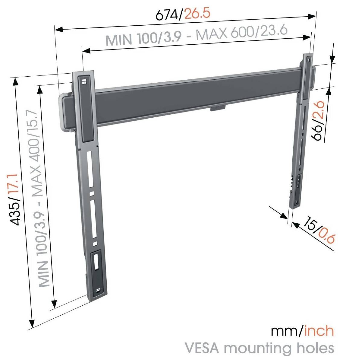Vogel's ELITE TVM TV-Wandhalterung 101,6cm (40") - 254,0cm (100")