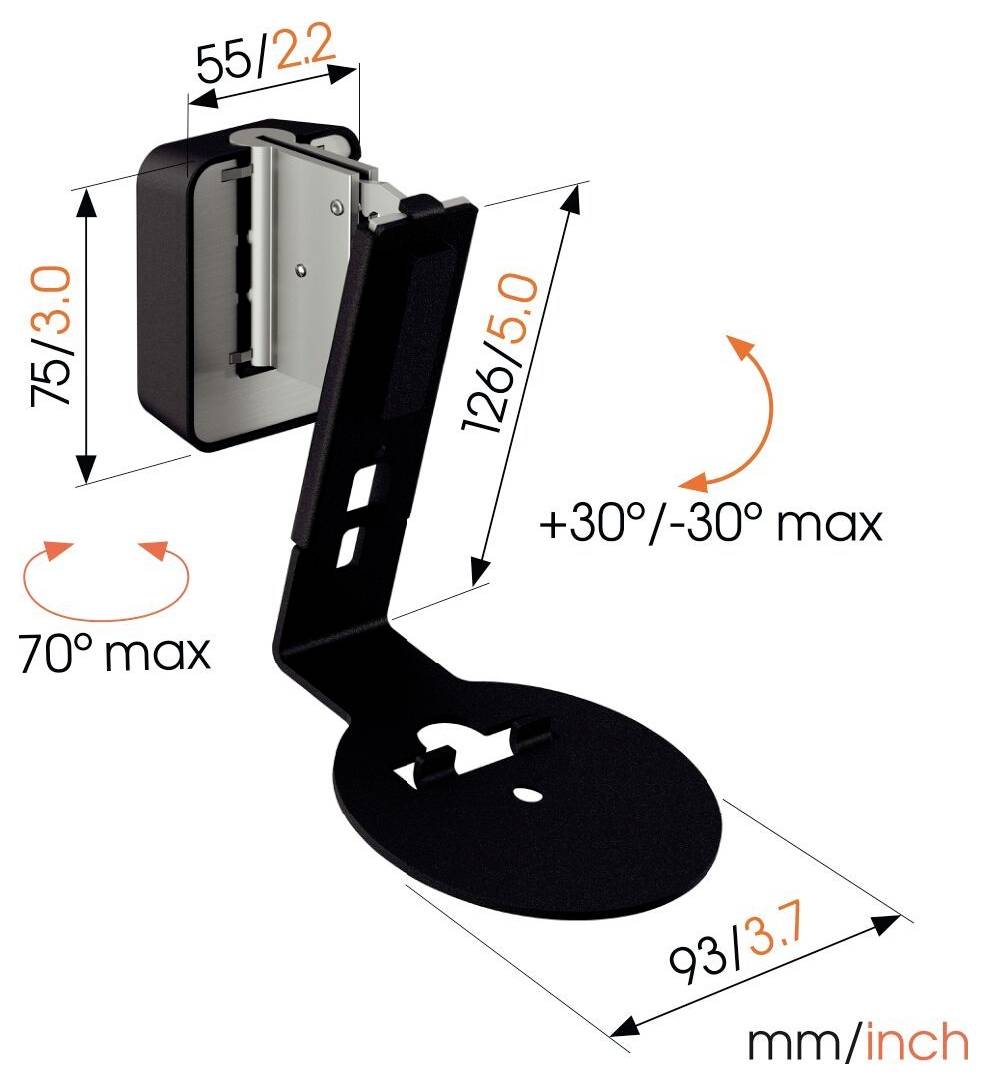 Vogel's ERA 100 Lautsprecher-Wandhalterung Schwenkbar, Neigbar Schwarz 1St.