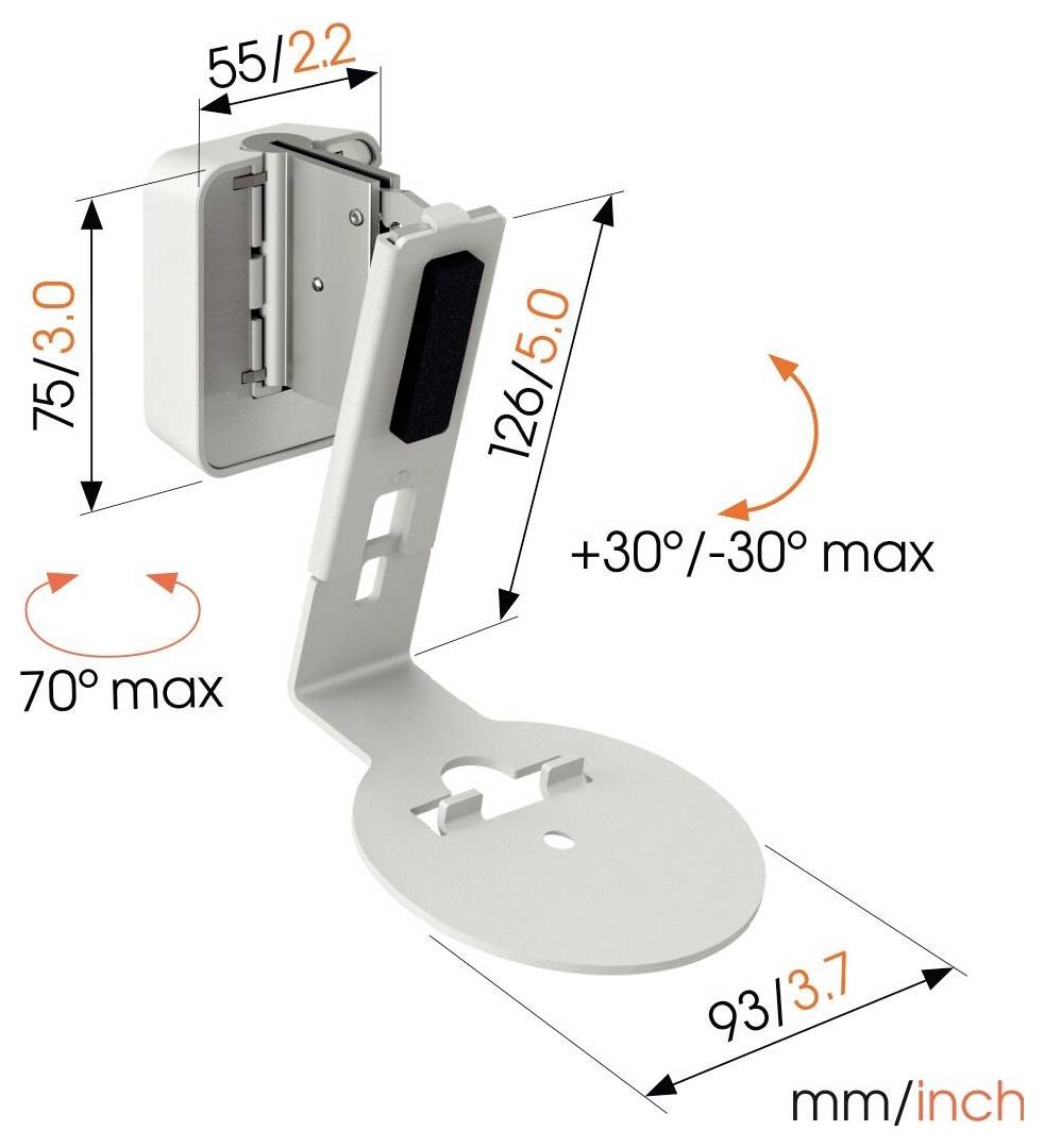 Vogel's ERA 100 Lautsprecher-Wandhalterung Schwenkbar, Neigbar Weiß 1St.