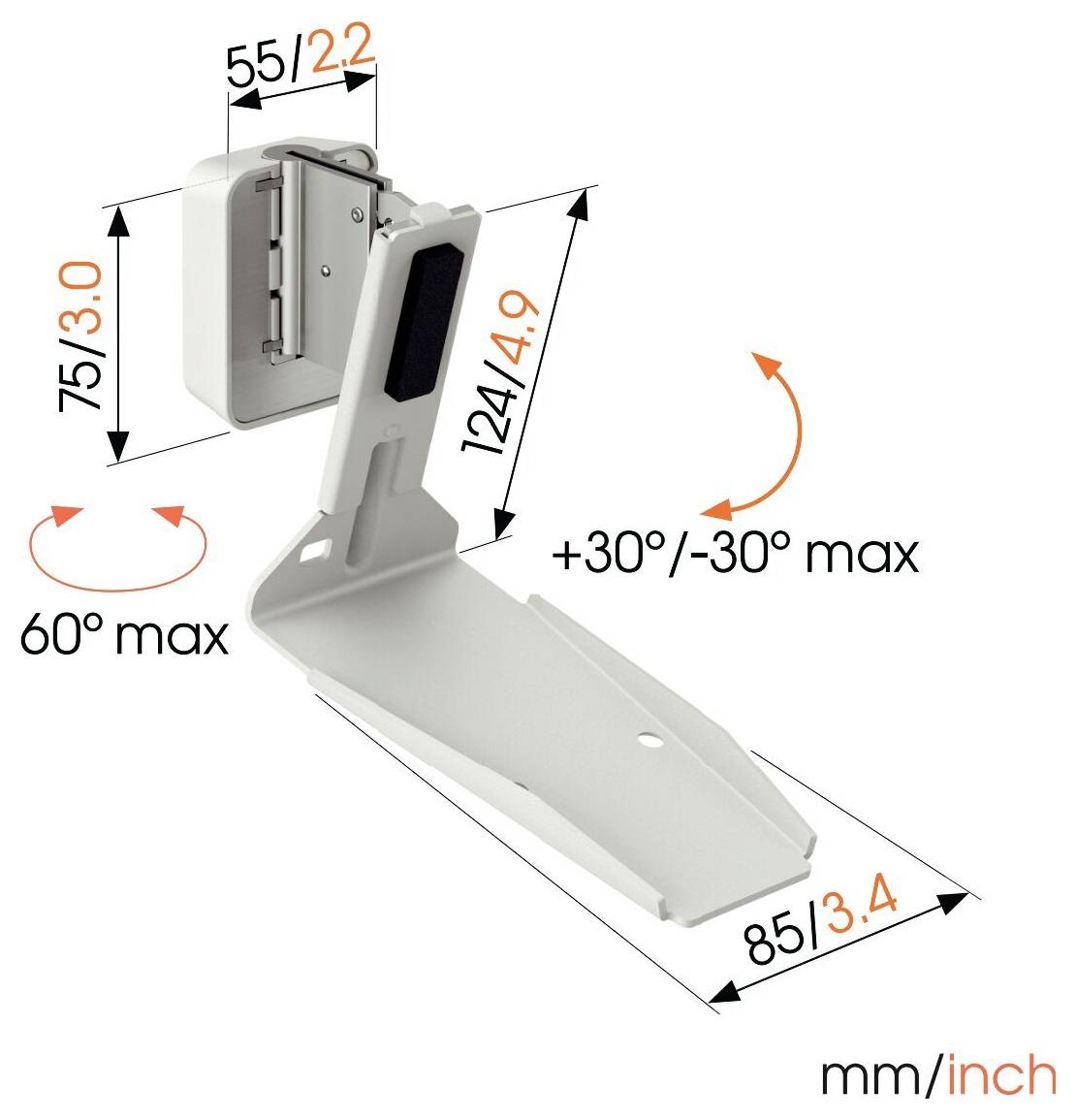 Vogel's ERA 300 Lautsprecher-Wandhalterung Schwenkbar, Neigbar Weiß 1St.