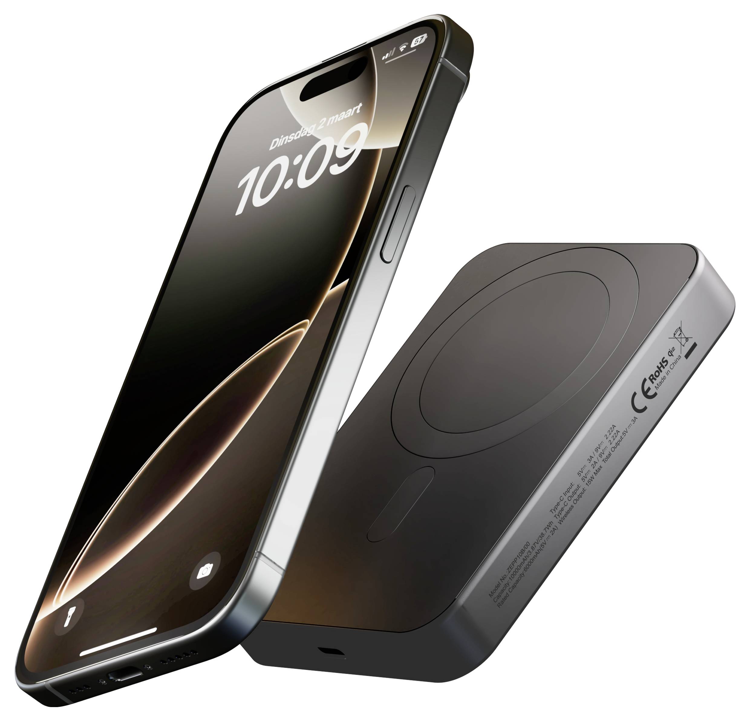 ZENS ZEPP10B/00 Powerbank 10000 mAh Qi Wireless Charging Li-Ion USB Schwarz