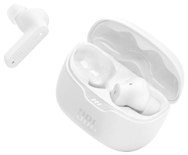 JBL Tune Beam In Ear Kopfhörer Kabellos, Bluetooth® Stereo Weiß Noise Cancelling, Mikrofon-Rauschunterdrückung Ladecase