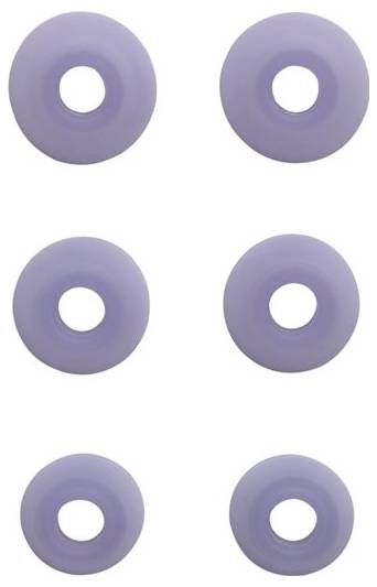 Sechs lila Ringe in zwei vertikalen Spalten mit je drei Ringen.