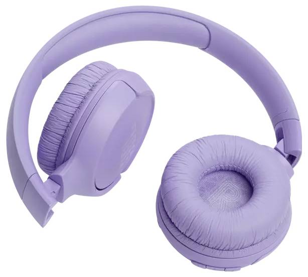 Lila kabellose Over-Ear-Kopfhörer mit gepolsterten Ohrmuscheln, entwickelt für Komfort und Klangqualität.