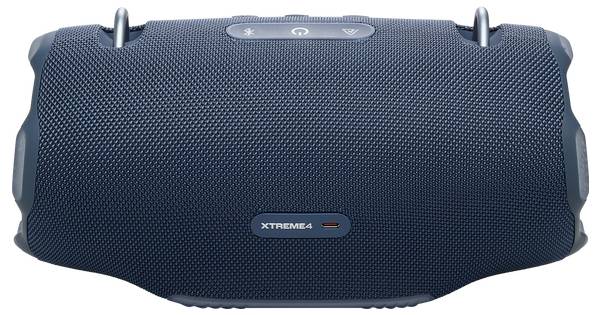 Ein tragbarer Bluetooth-Lautsprecher mit Bedienungstasten auf der Oberseite und einer 'XTREME 4'-Beschriftung auf der Vorderseite. Er ist für hochwertige Audioiedergabe konzipiert.