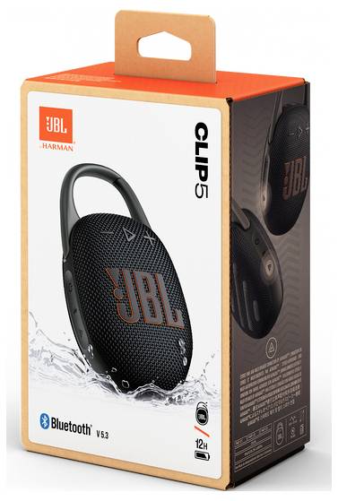 JBL Clip 5 Bluetooth® Lautsprecher tragbar, staubfest, Wasserfest Schwarz