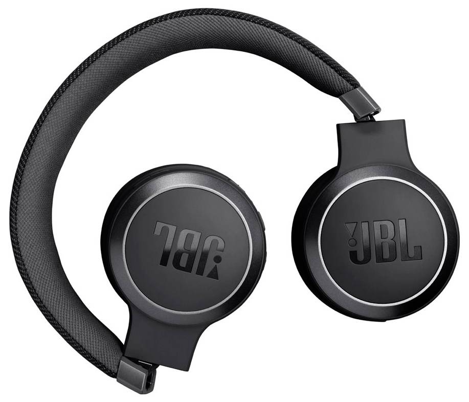 Schwarze JBL-Kopfhörer mit gepolsterten Ohrmuscheln und Kopfbügel, entwickelt für Komfort und Audioqualität.