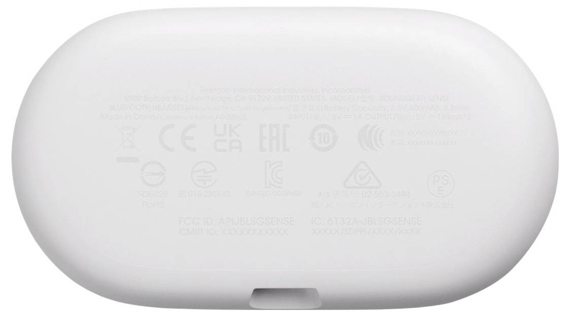 JBL Soundgear Sense In Ear Kopfhörer Kabellos, Bluetooth® Stereo Weiß Ladecase, Lautstärkeregelung, Nackenbügel, Ohrbügel, Touch-Steuerung, Wa