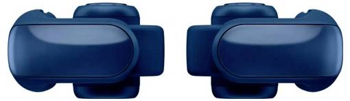 Zwei identische dunkelblau gehaltene Saugroboter werden von oben betrachtet und zeigen ihr elegantes, abgerundetes Design.