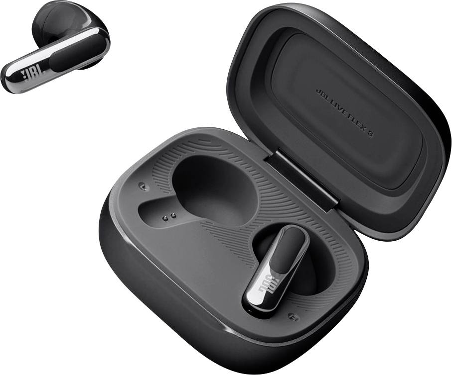 JBL Live Flex 3 In Ear Kopfhörer Kabellos, Bluetooth® Stereo Schwarz Noise Cancelling, Mikrofon-Rauschunterdrückung Ladecase
