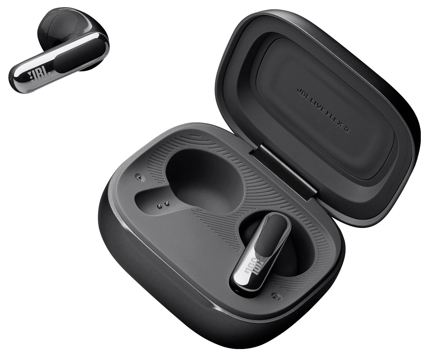 JBL Live Flex 3 In Ear Kopfhörer Kabellos, Bluetooth® Stereo Schwarz Noise Cancelling, Mikrofon-Rauschunterdrückung Ladecase