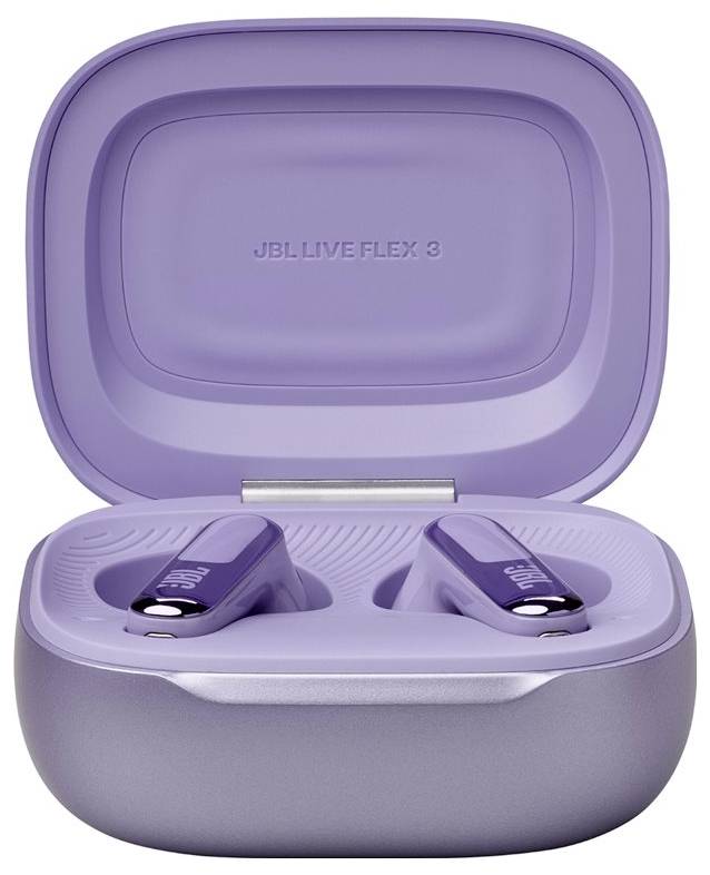 JBL Live Flex 3 In Ear Kopfhörer Kabellos, Bluetooth® Stereo Violett Noise Cancelling, Mikrofon-Rauschunterdrückung Ladecase