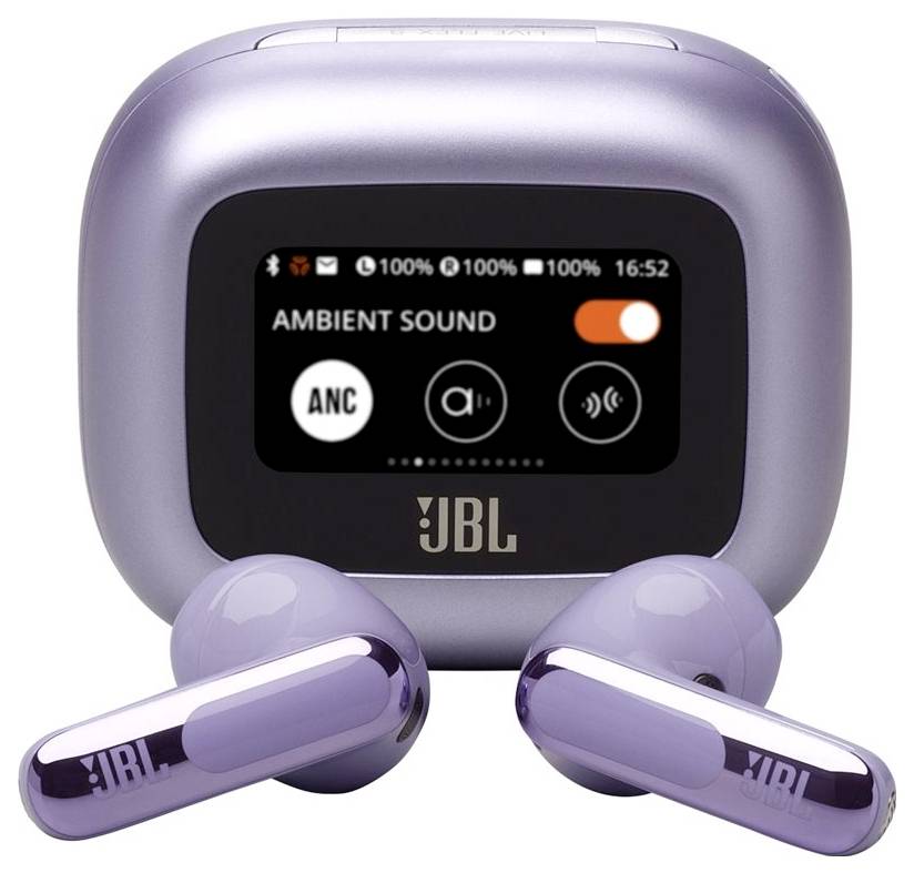 JBL Live Flex 3 In Ear Kopfhörer Kabellos, Bluetooth® Stereo Violett Noise Cancelling, Mikrofon-Rauschunterdrückung Ladecase