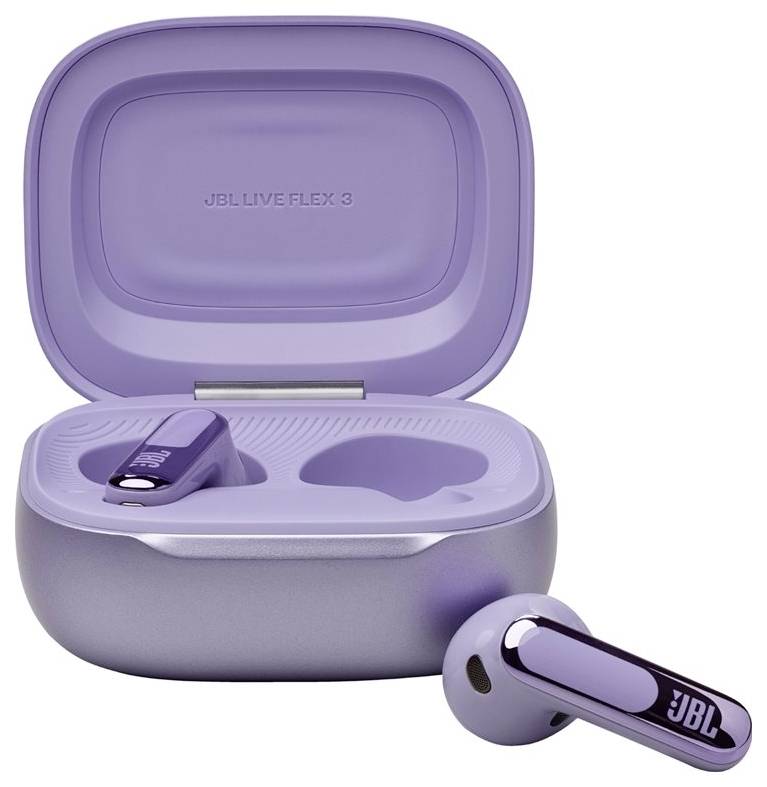 JBL Live Flex 3 In Ear Kopfhörer Kabellos, Bluetooth® Stereo Violett Noise Cancelling, Mikrofon-Rauschunterdrückung Ladecase