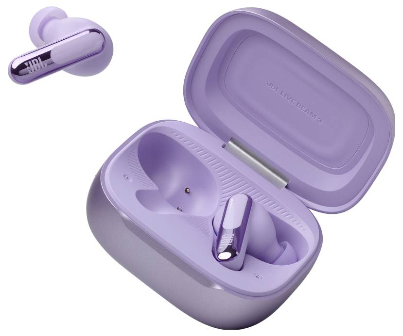 JBL Live Flex 3 In Ear Kopfhörer Kabellos, Bluetooth® Stereo Violett Noise Cancelling, Mikrofon-Rauschunterdrückung Ladecase