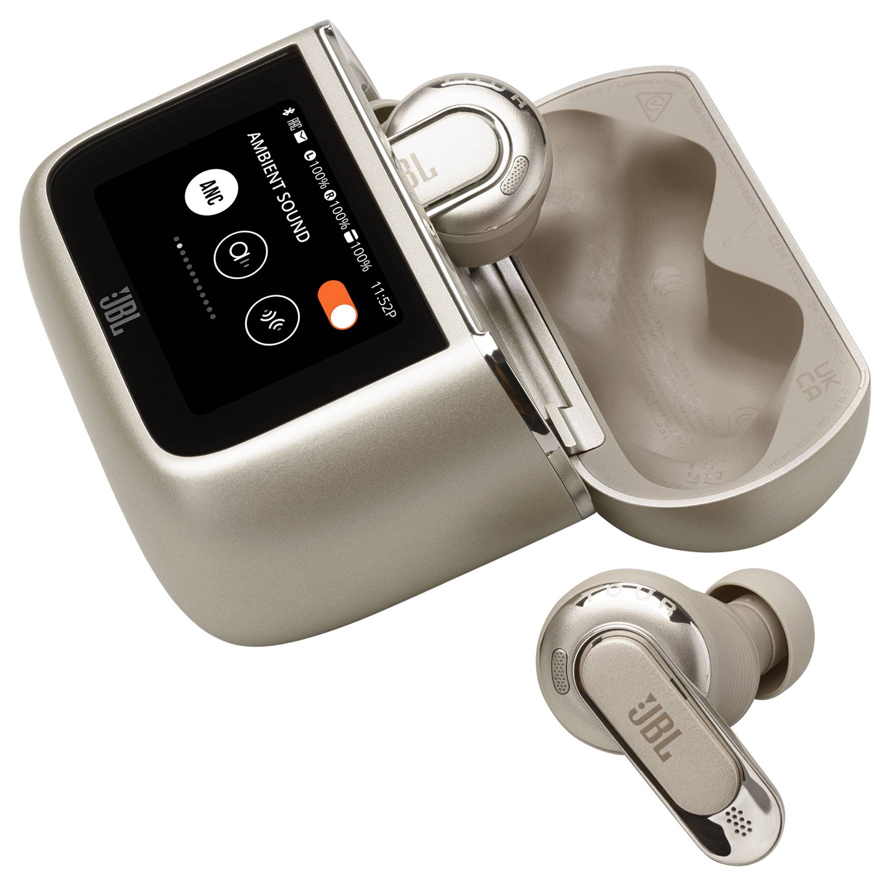 JBL Tour Pro 3 In Ear Headset Kabellos, Bluetooth® Latte Beige Noise Cancelling, High-Resolution Audio, DAC