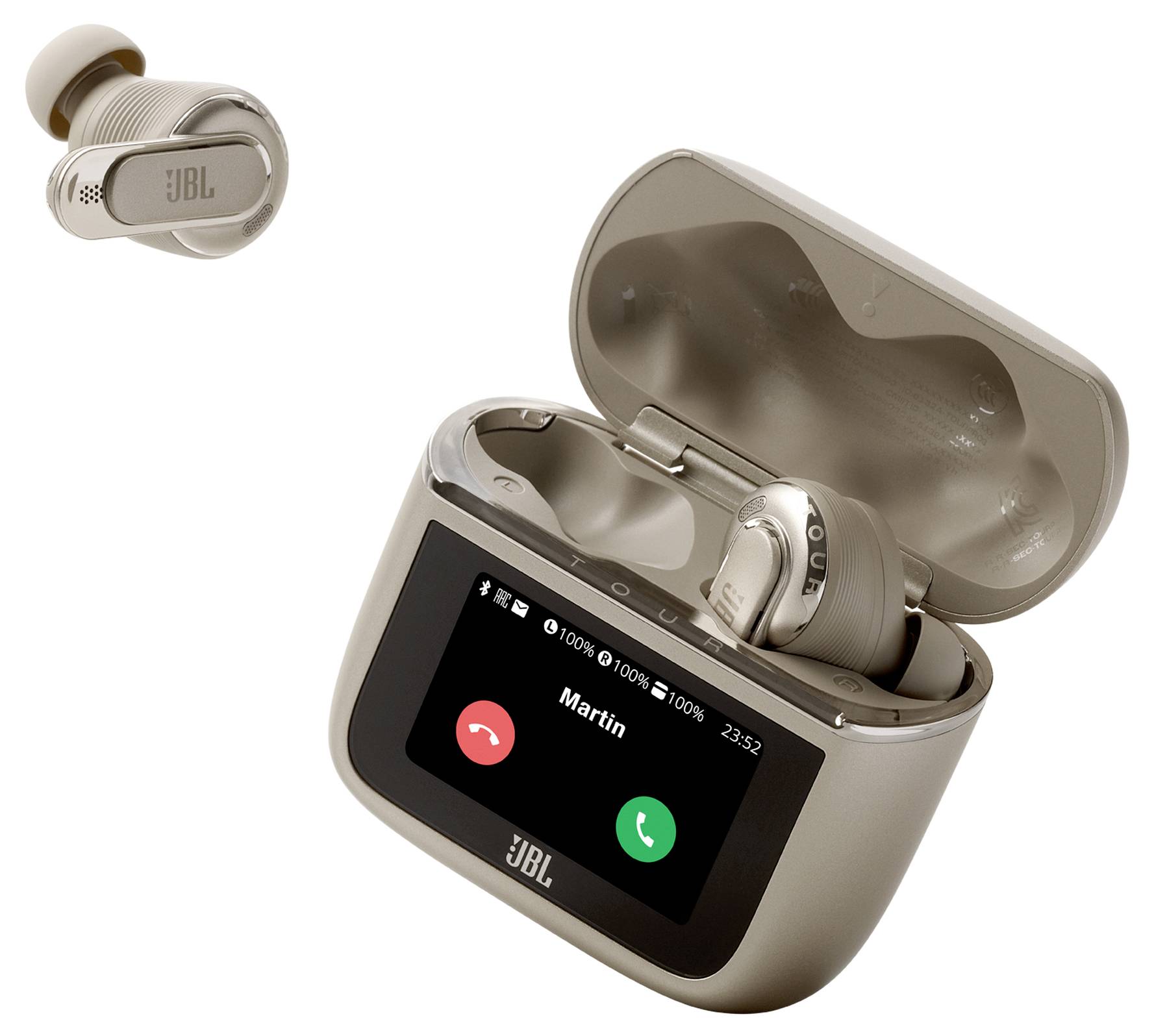 JBL Tour Pro 3 In Ear Headset Kabellos, Bluetooth® Latte Beige Noise Cancelling, High-Resolution Audio, DAC