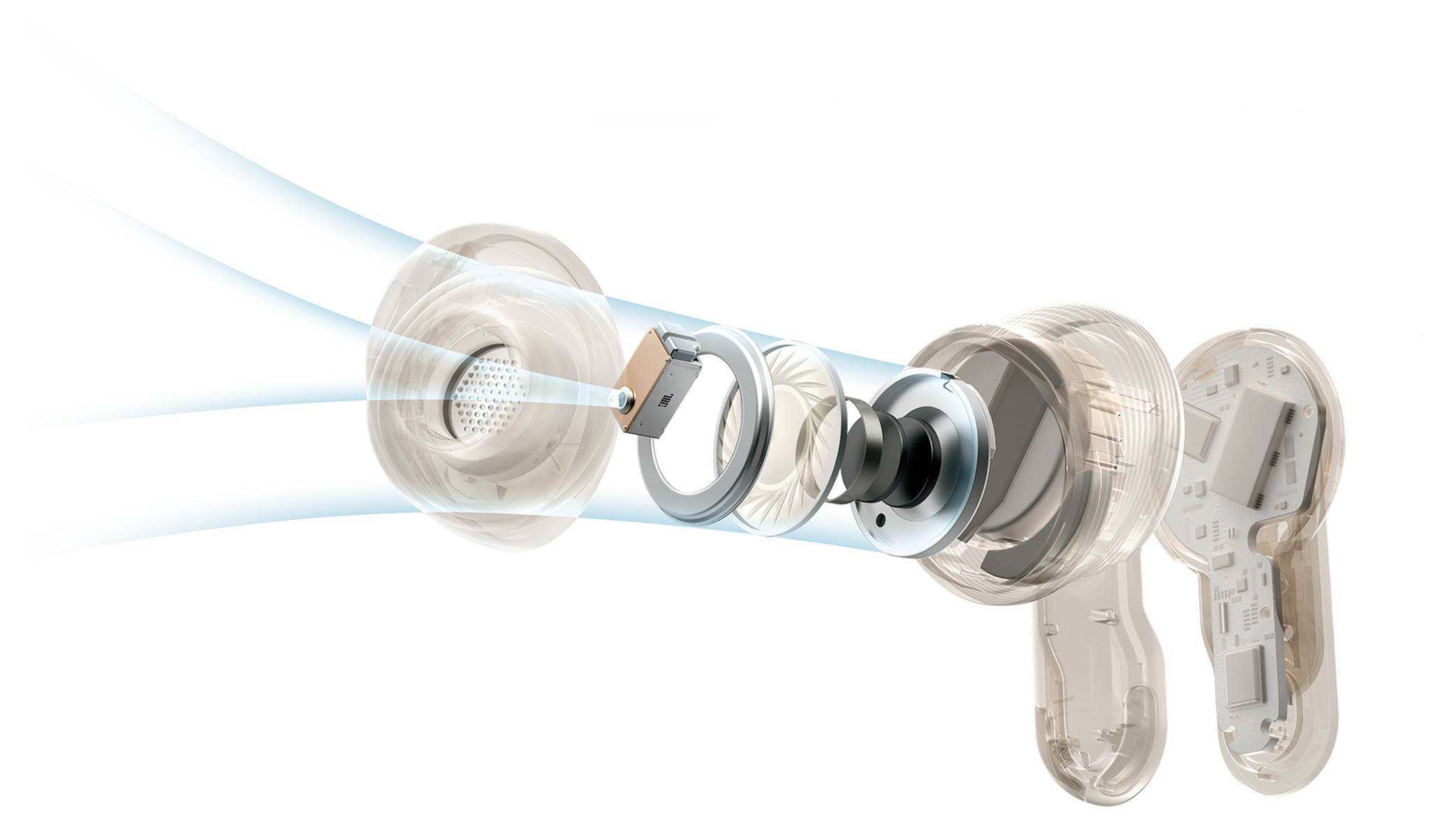 JBL Tour Pro 3 In Ear Headset Kabellos, Bluetooth® Latte Beige Noise Cancelling, High-Resolution Audio, DAC