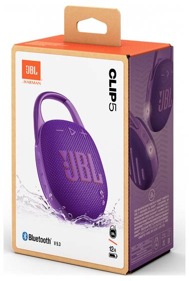 JBL Clip 5 Bluetooth® Lautsprecher tragbar, staubfest, Wasserfest Violett