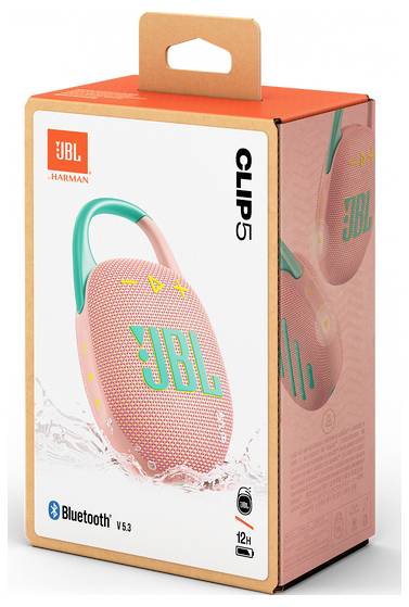 JBL Clip 5 Bluetooth® Lautsprecher tragbar, staubfest, Wasserfest Mint, Pink