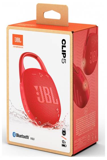 JBL Clip 5 Bluetooth® Lautsprecher tragbar, staubfest, Wasserfest Rot