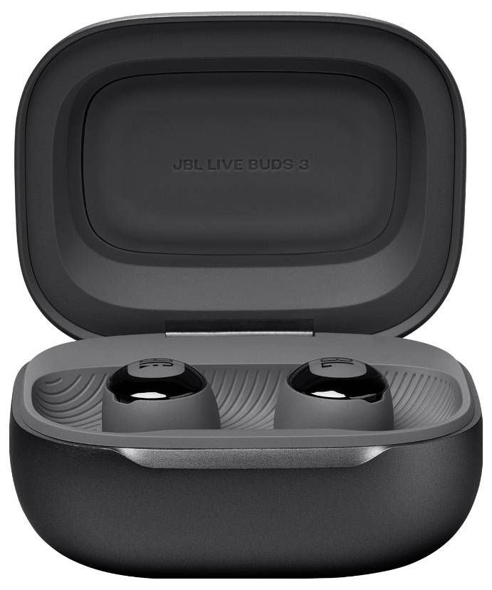 JBL Live Buds 3 In Ear Headset Kabellos, Bluetooth® Stereo Schwarz Noise Cancelling, Mikrofon-Rauschunterdrückung Ladecase, Batterieladeanzeige, La