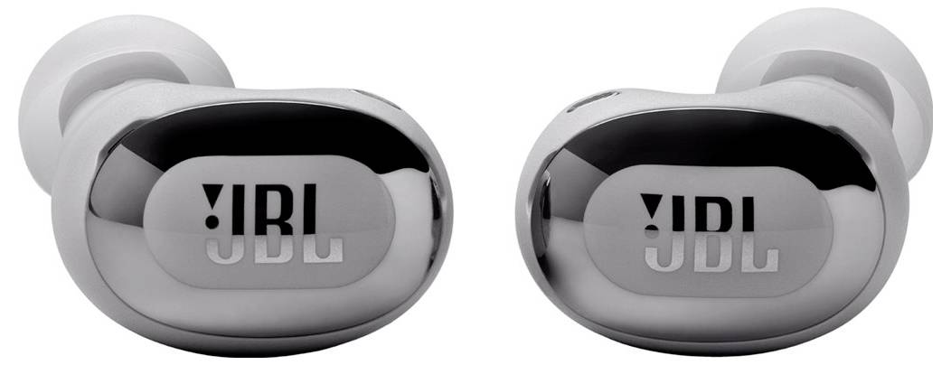 JBL Live Buds 3 In Ear Headset Kabellos, Bluetooth® Stereo Silber Noise Cancelling, Mikrofon-Rauschunterdrückung Ladecase, Batterieladeanzeige, Lau