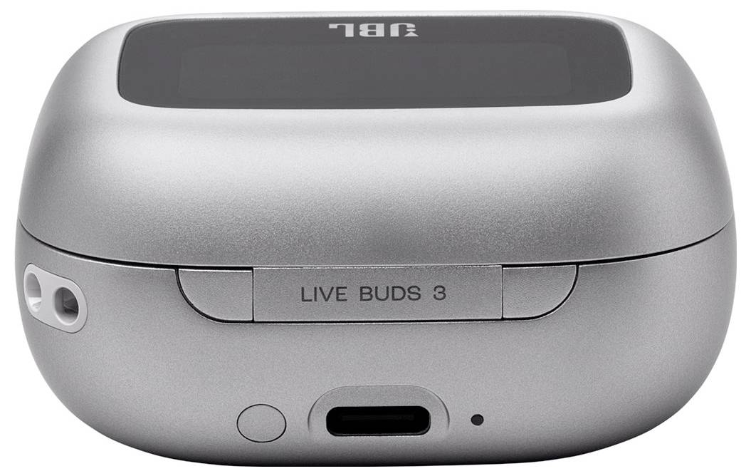JBL Live Buds 3 In Ear Headset Kabellos, Bluetooth® Stereo Silber Noise Cancelling, Mikrofon-Rauschunterdrückung Ladecase, Batterieladeanzeige, Lau