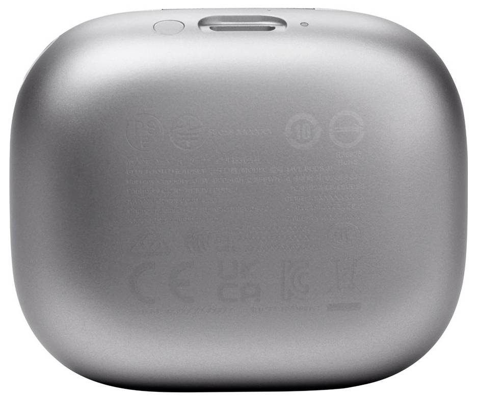 JBL Live Buds 3 In Ear Headset Kabellos, Bluetooth® Stereo Silber Noise Cancelling, Mikrofon-Rauschunterdrückung Ladecase, Batterieladeanzeige, Lau