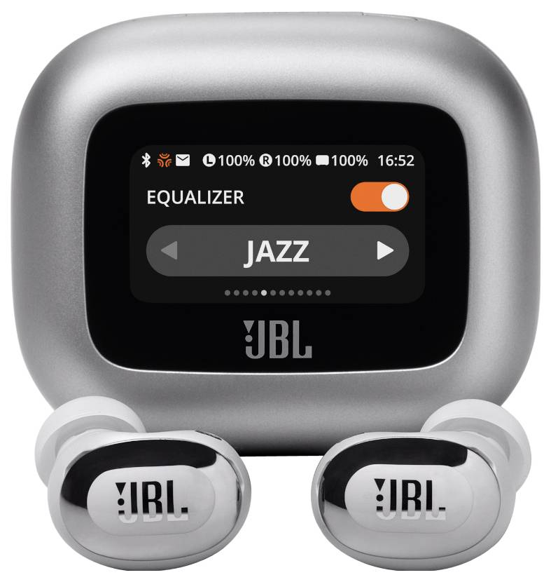 JBL Live Buds 3 In Ear Headset Kabellos, Bluetooth® Stereo Silber Noise Cancelling, Mikrofon-Rauschunterdrückung Ladecase