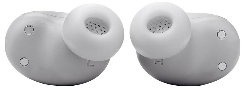 JBL Live Buds 3 In Ear Headset Kabellos, Bluetooth® Stereo Silber Noise Cancelling, Mikrofon-Rauschunterdrückung Ladecase, Batterieladeanzeige, Lau