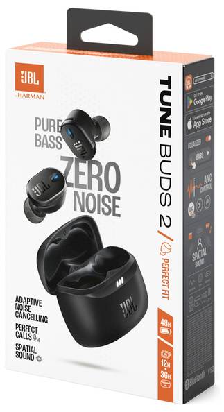 JBL Tune Buds 2 In Ear Kopfhörer Kabellos, Bluetooth® Stereo Schwarz Noise Cancelling, Mikrofon-Rauschunterdrückung Ladecase, Wasserabweisend Hand