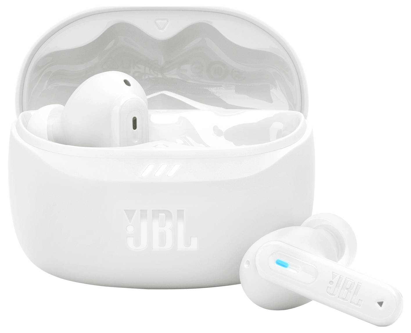 JBL Tune Beam 2 In Ear Kopfhörer Kabellos, Bluetooth® Stereo Weiß Noise Cancelling, Mikrofon-Rauschunterdrückung Ladecase, Touch-Steuerung, Wasse
