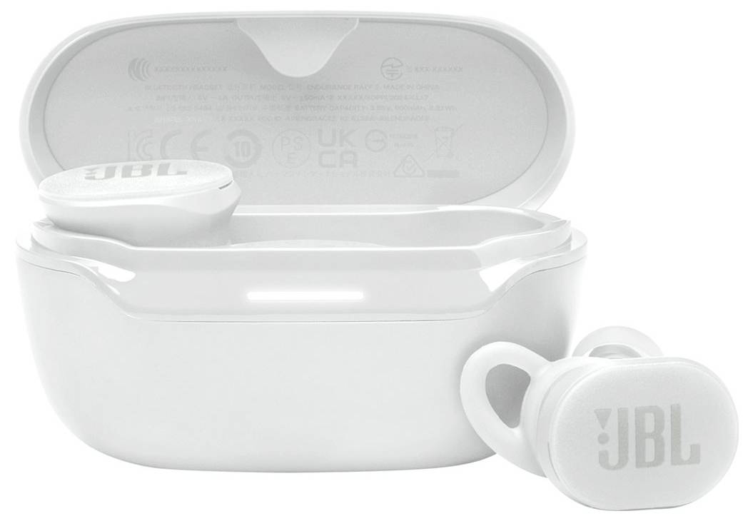 JBL Endurance Race 2 In Ear Kopfhörer Kabellos, Bluetooth® Stereo Weiß Noise Cancelling, Mikrofon-Rauschunterdrückung Ladecase