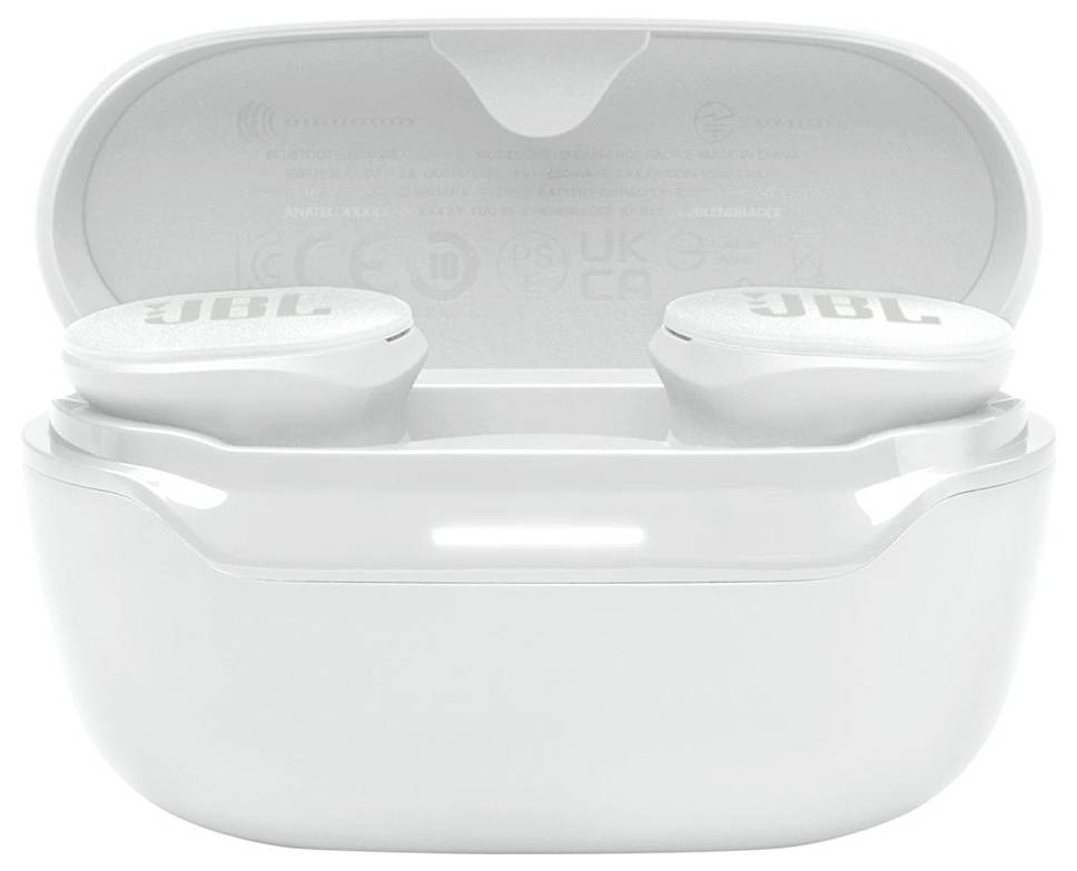 JBL Endurance Race 2 In Ear Kopfhörer Kabellos, Bluetooth® Stereo Weiß Noise Cancelling, Mikrofon-Rauschunterdrückung Ladecase