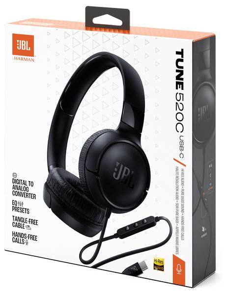 JBL Tune 520C On Ear Kopfhörer kabelgebunden Schwarz Faltbar, Fernbedienung Handy