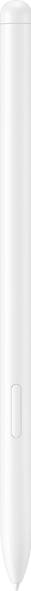 Ein weißer Stift mit einem einfachen, schlichten Design und einer einzelnen Taste nahe der Spitze.
