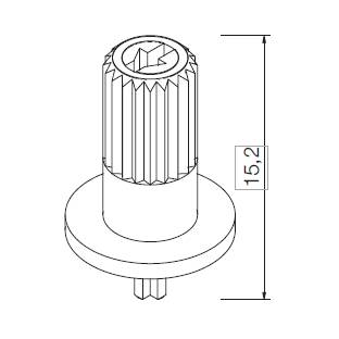 Eine kleine, rechteckige elektronische Komponente mit einem dunklen zentralen Band, die einem Kondensator oder Widerstand ähnelt und auf Leiterplatten verwendet wird.