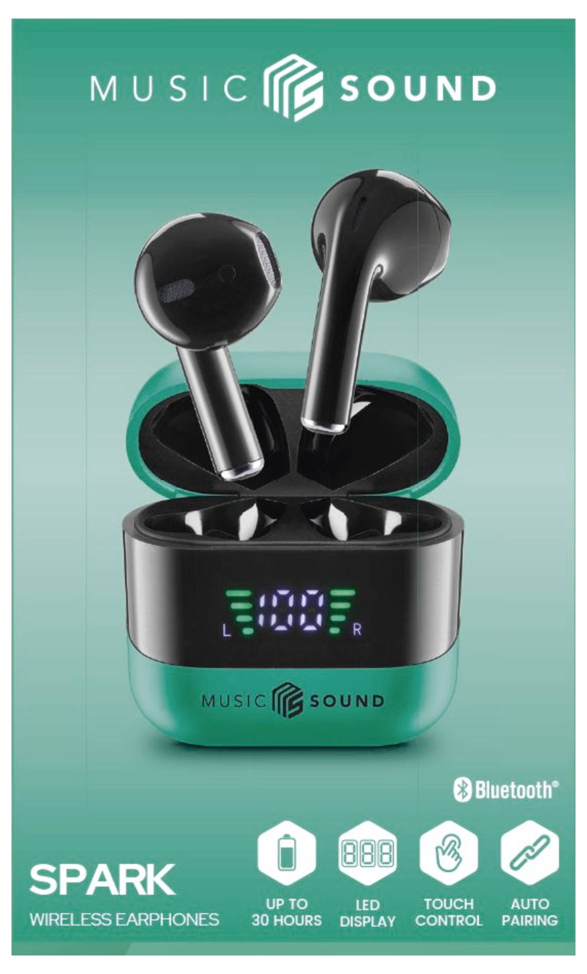 Cellularline In Ear Headset Bluetooth®, Kabellos Grün, Schwarz Ladecase, Batterieladeanzeige, Lauts