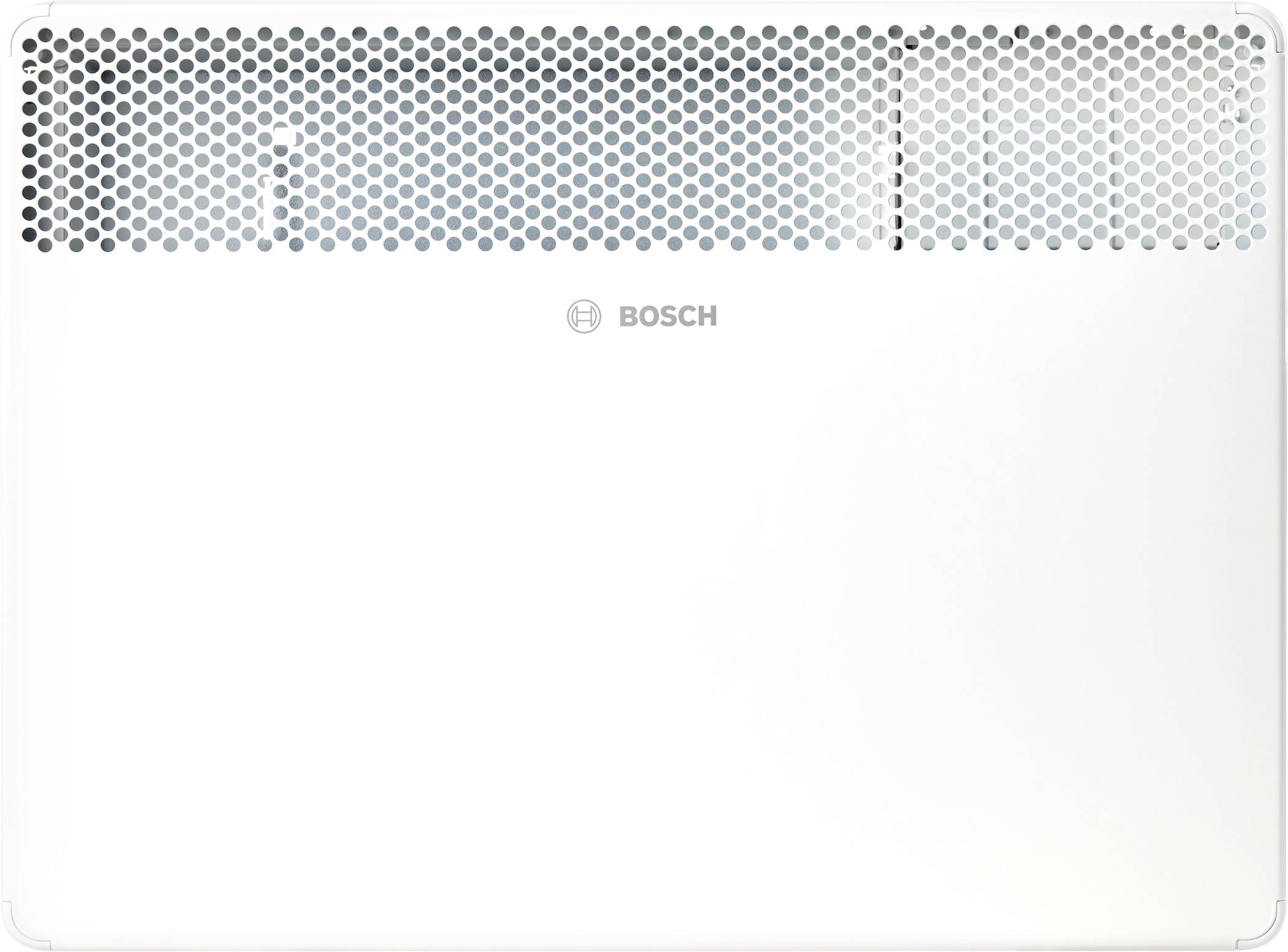 Ein schlanker, weißer Bosch-Luftreiniger mit durchlöchertem Oberbereich, konzipiert für den Hausgebrauch und zur Verbesserung der Raumluftqualität.