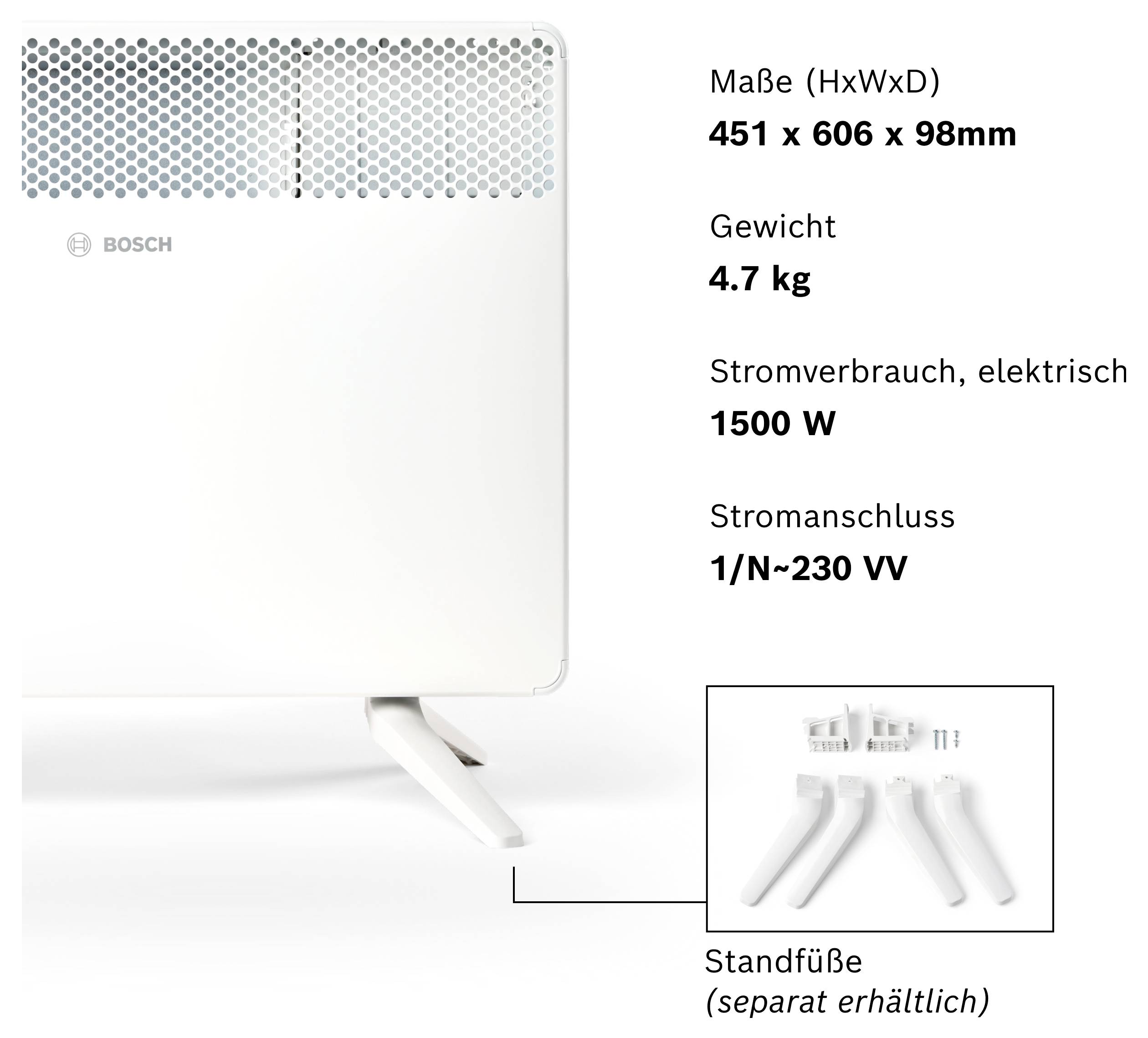 Bosch Home Comfort 7738345645 HC4000-15 Konvektor 1500 W Weiß