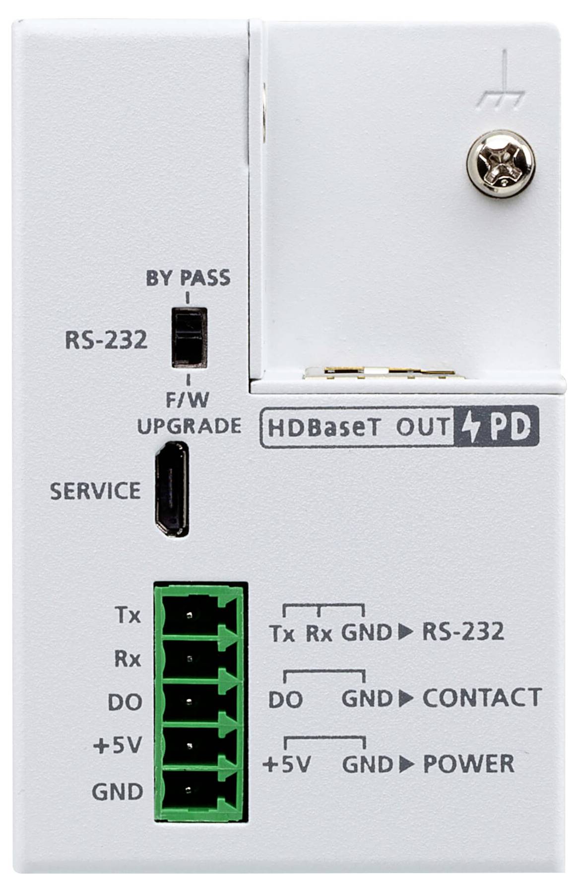 Ein weißes HDBaseT-Gerätepanel mit 