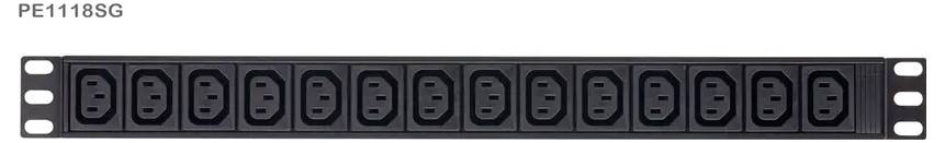 Stromverteilungseinheit mit 12 gleichmäßig angeordneten Anschlüssen, gekennzeichnet mit 'PE1118SG'. Für Rack-Montage konzipiert, geeignet für Serveranwendungen.