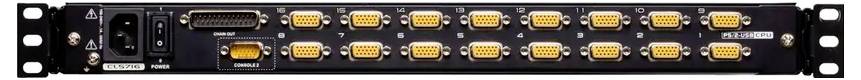 Das Bild zeigt das Rückpanel einer Audioschnittstelle mit mehreren gelben XLR- und DB-25-Anschlüssen, die für Audio-Ein- und Ausgabeverbindungen verwendet werden.
