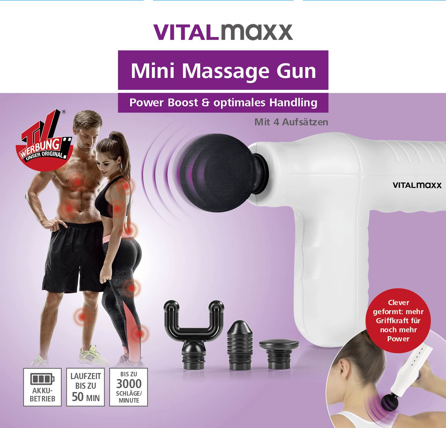 VitalMaxx Massagepistole 25W Weiß