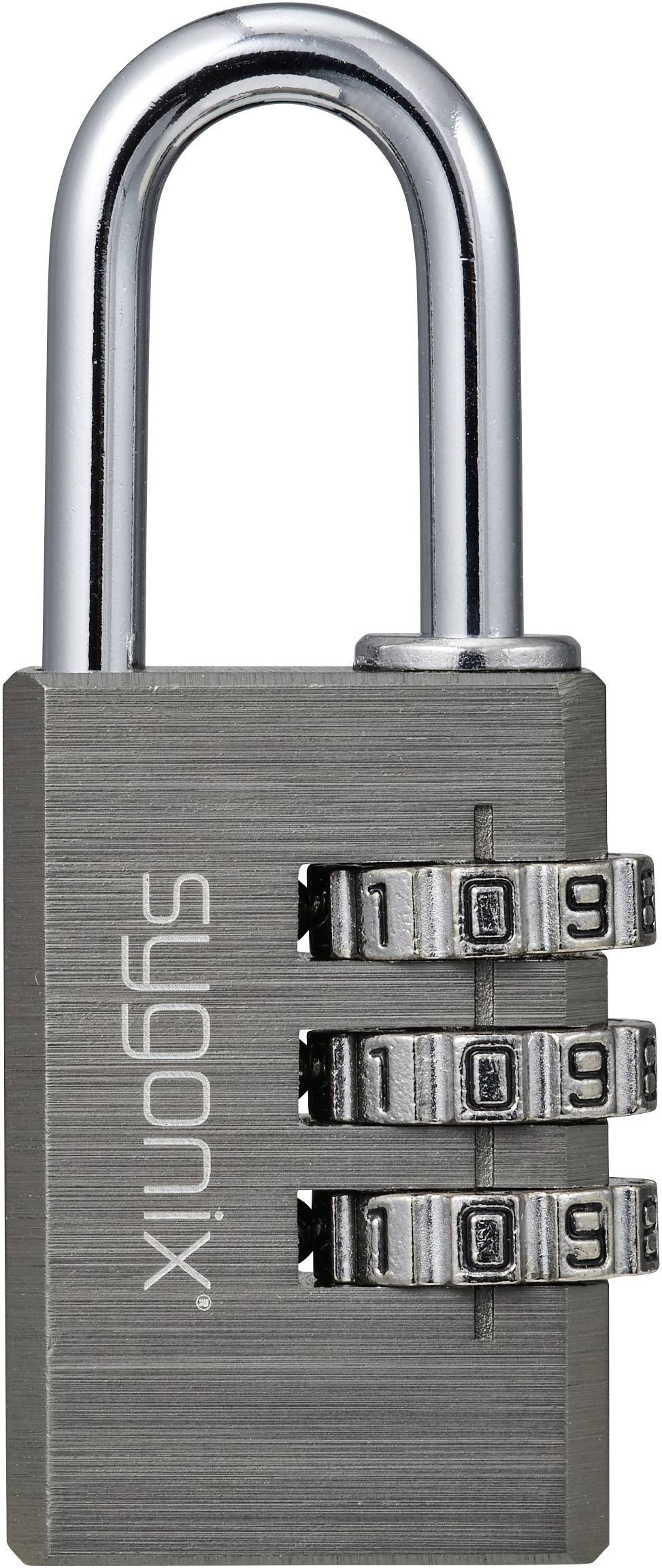 Ein silberner Kombinationsvorhängeschloss mit der Ziffernkombination '019' auf den Wahlscheiben, der eine verschlossene Position zeigt und Sicherheit und Schutz symbolisiert.