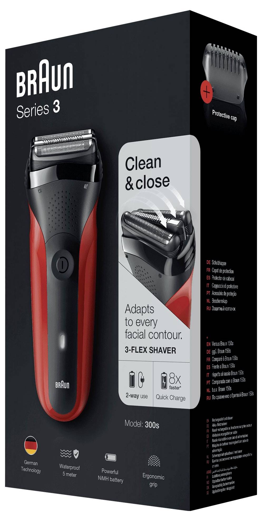 Braun Series 3 300s 81569932 Folienrasierer Rot, Schwarz