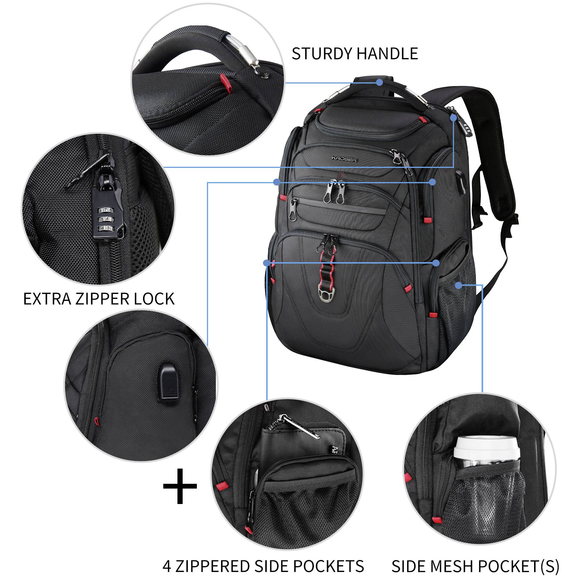 KROSER Notebook Rucksack Passend für maximal: 43,9cm (17,3") Schwarz