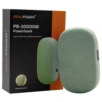 RealPower PB-10000W Powerbank 10.000 mAh Grün Handwärmer RealPower PB-10000W Powerbank 10.000 mAh Grün Handwärmer