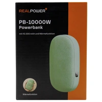 RealPower PB-10000W Powerbank 10.000 mAh Grün Handwärmer RealPower PB-10000W Powerbank 10.000 mAh Grün Handwärmer